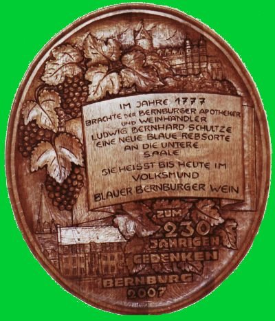 Erinnerungstafel Blauer Bernburger Wein